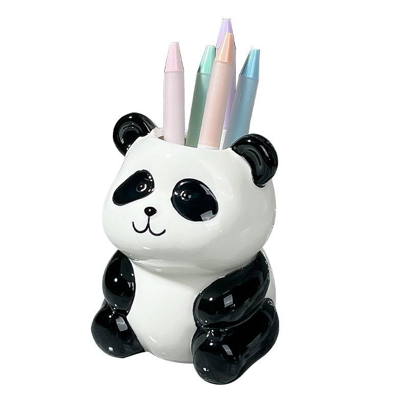 Panda držač olovaka Reading — porcelan, okrugli oblik, dar za rođendan ili diplomu