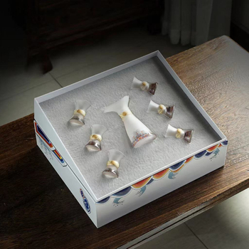 Stakleni set za liker sa zvonolikim čašama, boca vina s morskom temom Tianya, poklon kutija, uključuje posudu i šest čaša