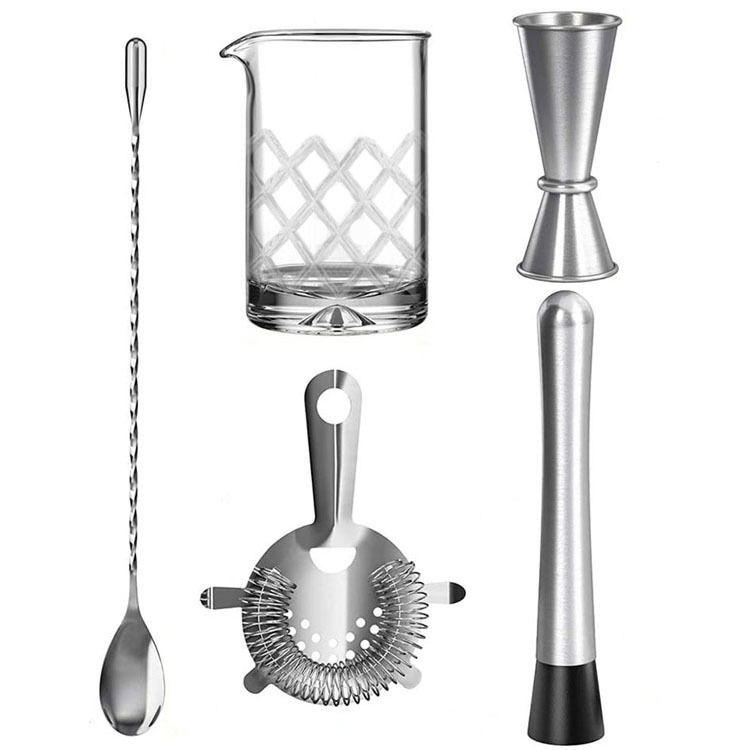 Set posuđa za vino, 5-dijelni stakleni bar set, Cool Gold, moderan jednostavan stil