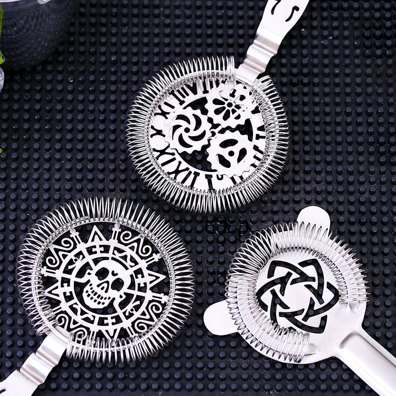 304 rozsdamentes acél koponya koktél szűrő jégelválasztóval