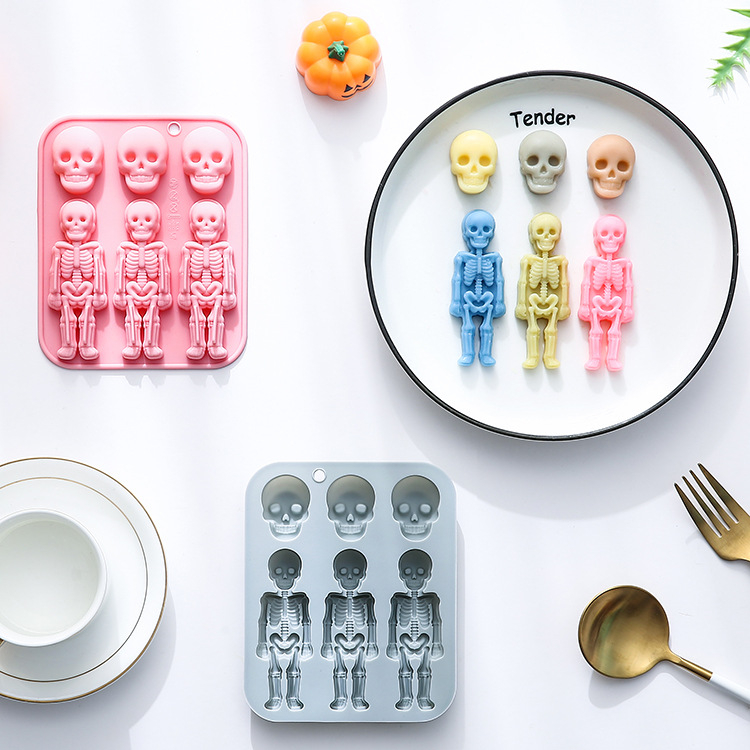 Formă de silicon pentru prăjituri, temă craniu, formă neregulată, pentru coacere