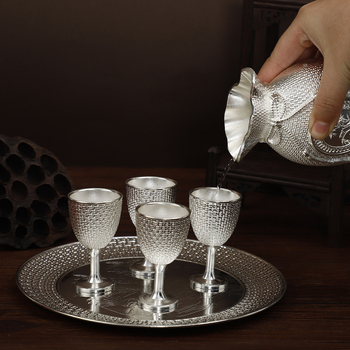 Otthoni ezüstbevonat boros készlet, európai stílus, testreszabható alkatrészek és logó nyomtatás, kiváló minőség, új kínai stílus.