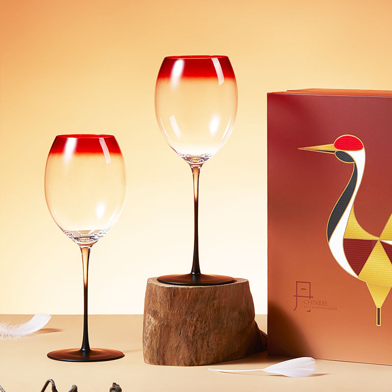  Kristály Bordó vörösboros pohár, készlet, modern egyszerű dizájn, papírdobozos csomagolás, logónyomás lehetséges