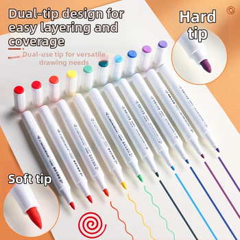 Dvostranični akrilni marker s 8 boja, vodena osnova, za djecu, s osnovnim pakiranjem