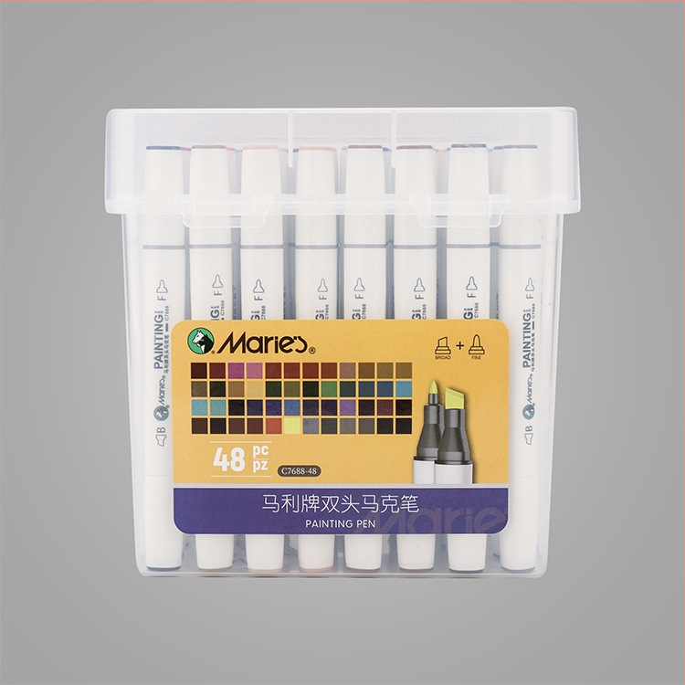 Dvostranični akrilni marker s 8 boja, vodena osnova, za djecu, s osnovnim pakiranjem