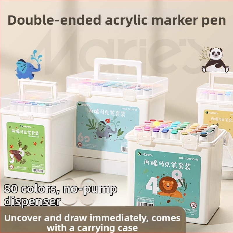 Dvostranični akrilni marker s 8 boja, vodena osnova, za djecu, s osnovnim pakiranjem