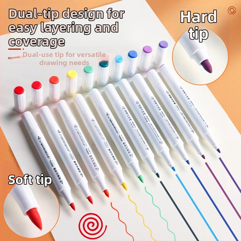 Dvostranični akrilni marker s 8 boja, vodena osnova, za djecu, s osnovnim pakiranjem