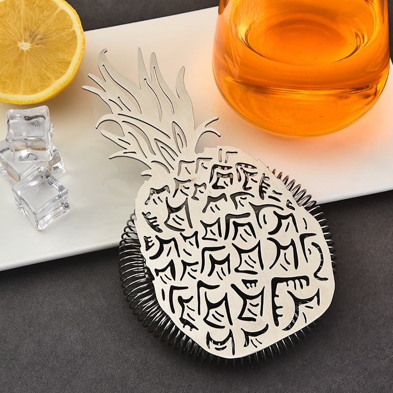 Rozsdamentes acél ananász jégszűrő koktélokhoz – szűrési eszköz, Bar Tools sorozat, logónyomás elérhető