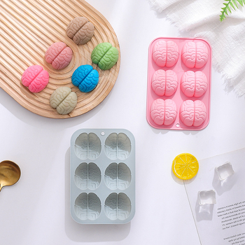 Agyi formájú szilikon süteményforma, 6 darabos készlet, szabálytalan alak, nagy tételben csomagolva