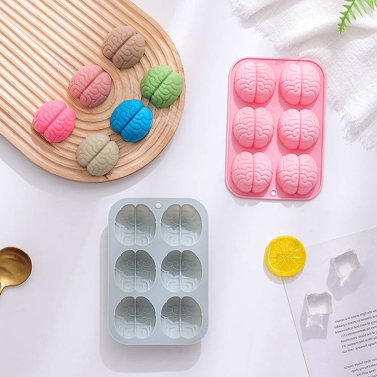 Agyi formájú szilikon süteményforma, 6 darabos készlet, szabálytalan alak, nagy tételben csomagolva