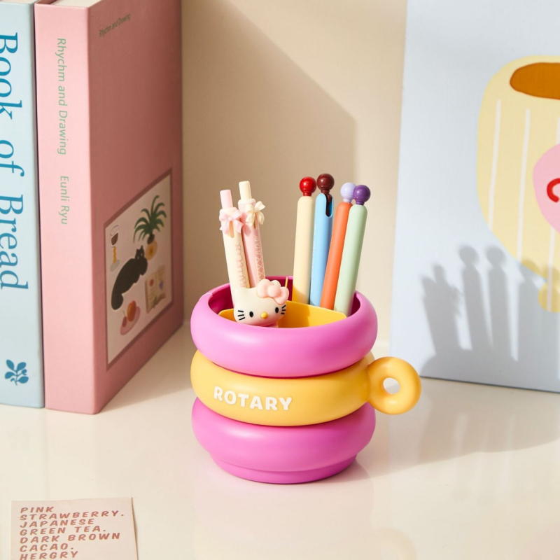 Fánk alakú asztali tolltartó, fedél nélküli, ABS+PP, 2 L kapacitás, többfunkciós