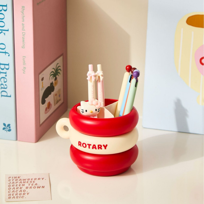 Fánk alakú asztali tolltartó, fedél nélküli, ABS+PP, 2 L kapacitás, többfunkciós