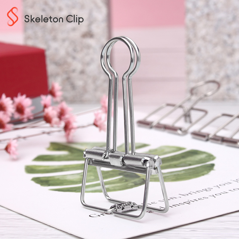 304 rozsdamentes acélból készült üreges kivitelű dokumentumklipsz, hosszú farokkal