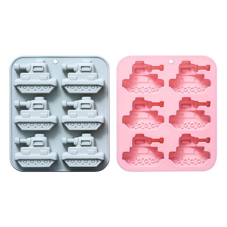 Hat rekeszes szilikon süteményforma tank alakú