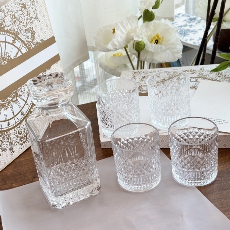 Premium kristalno-stakleni set čaša za viski u poklon kutiji, lagani luksuzni retro stil, 5 komada, 20 komada u paketu