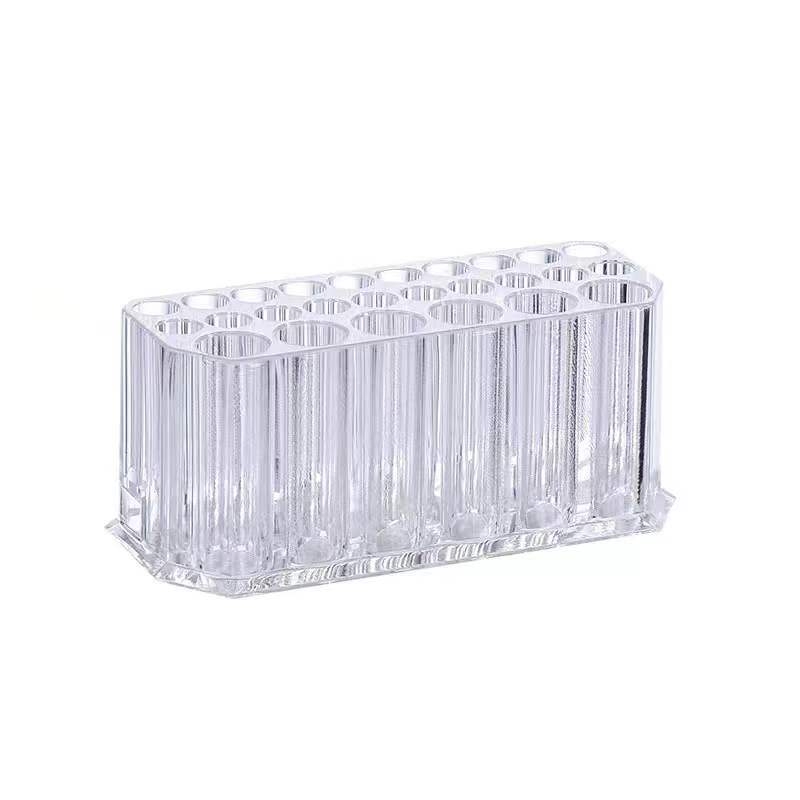 Držač za lak za nokte s 26 rupa, proziran akril, metalni zaštitni poklopac