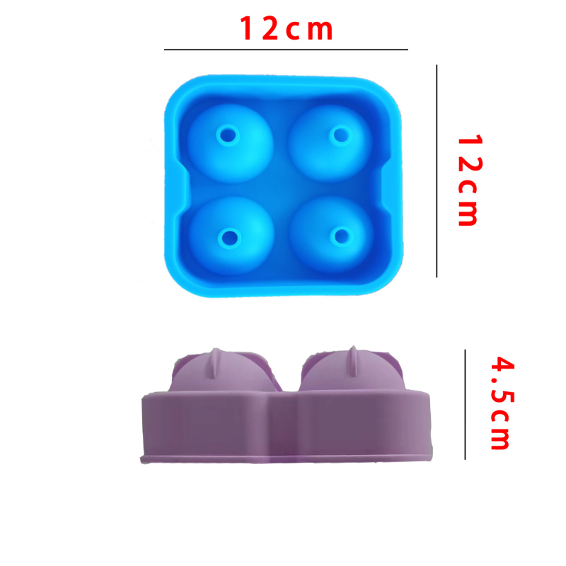 Μορφή σιλικόνης τεσσάρων θηκών για μπάλες πάγου — γρήγορη κατάψυξη, εύκολη απελευθέρωση