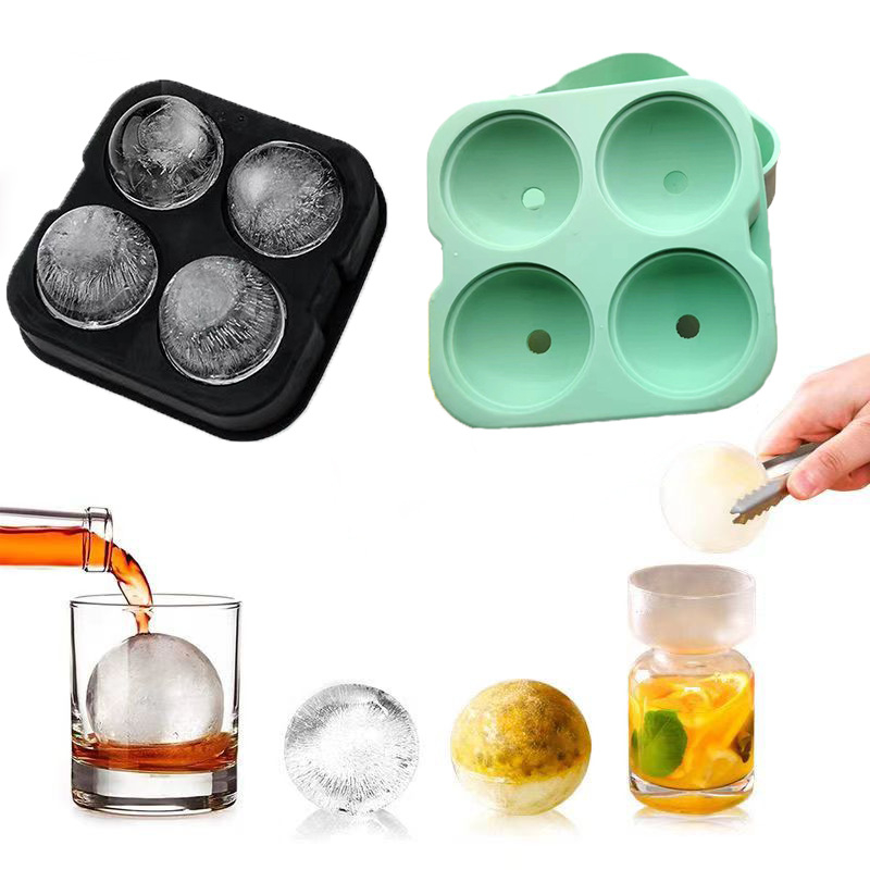 Μορφή σιλικόνης τεσσάρων θηκών για μπάλες πάγου — γρήγορη κατάψυξη, εύκολη απελευθέρωση