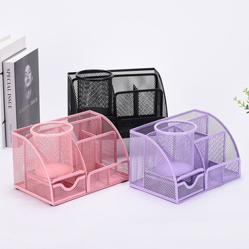 Organizator metalic pentru pixuri și birou, cu capacitate mare – cutie de depozitare multifuncțională pentru birou