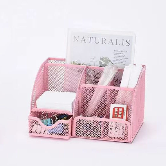 Organizator metalic pentru pixuri și birou, cu capacitate mare – cutie de depozitare multifuncțională pentru birou