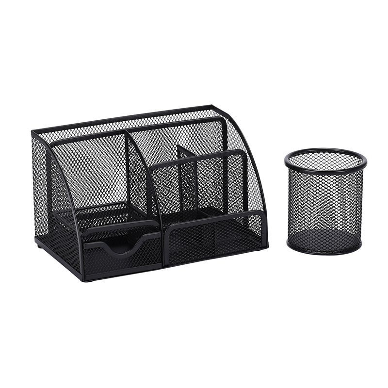 Organizator metalic pentru pixuri și birou, cu capacitate mare – cutie de depozitare multifuncțională pentru birou