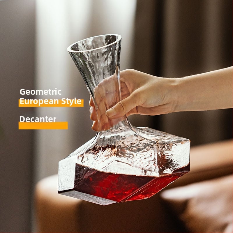 Dékanter és borospohár készlet - Üveg poharak, Kapacitás 1000 ml feletti, Geometriai európai stílus, Könnyű luxus retro
