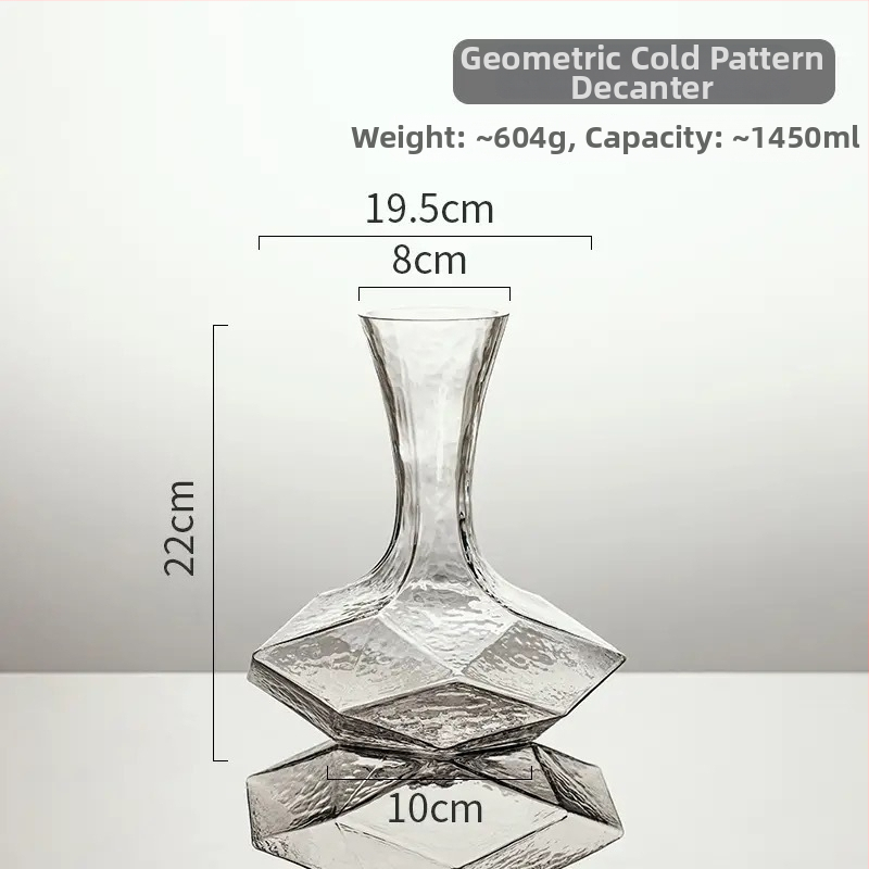 Dékanter és borospohár készlet - Üveg poharak, Kapacitás 1000 ml feletti, Geometriai európai stílus, Könnyű luxus retro