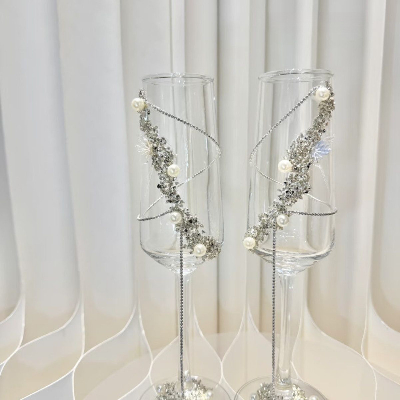 Vjenčana čaša za toast od bezolovnatog kristala, kapacitet 1–100 ml, cvjetni oblik, novi kineski stil, mogućnost prilagodbe