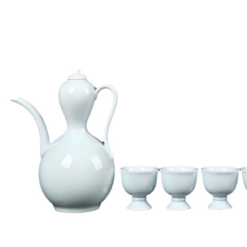 Jingdezhen ručno izrađeni keramički set za vino s čajnikom i posudom za vino u darovnoj kutiji za Festival dragonih čamaca — kreativni stil, moguć ispis logotipa