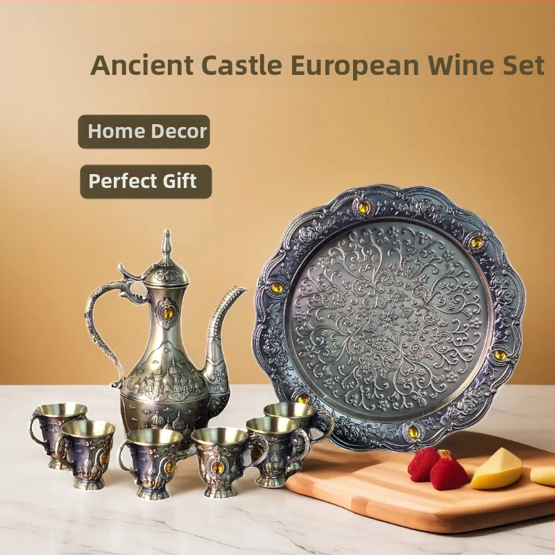 Kovový set na pitie, retro štýl, luxusný retro dizajn, európsky štýl