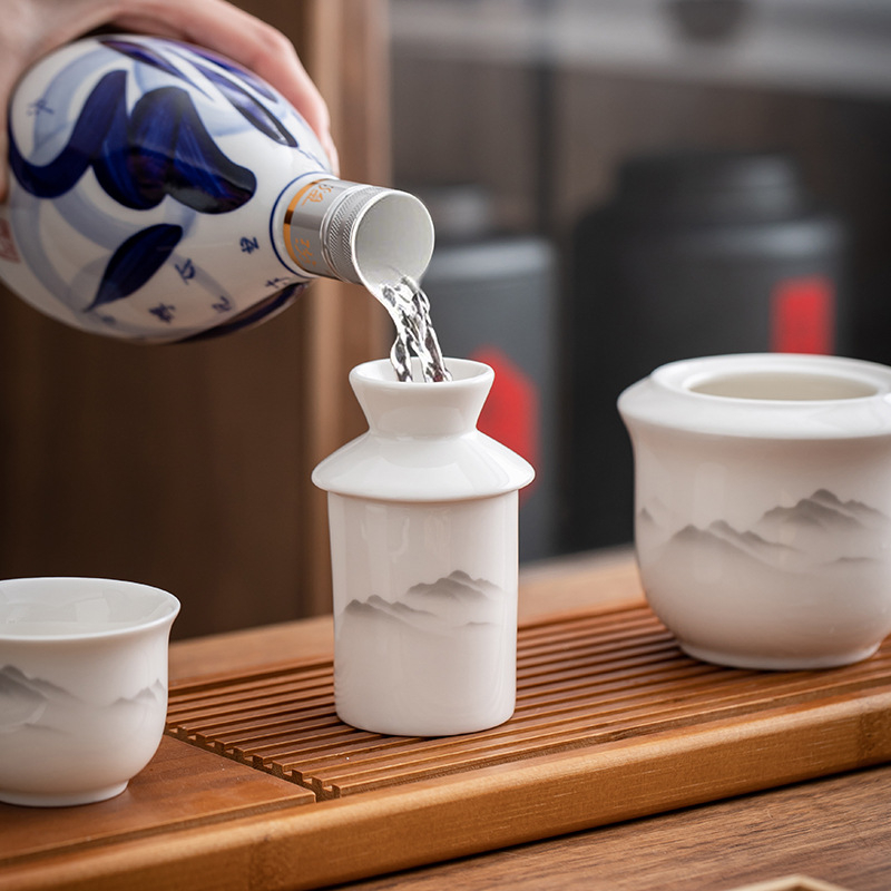 Kerámia bormelegítő dekantáló készlet, új kínai stílusban, 1-100 ml kapacitás, 2025-ben debütál