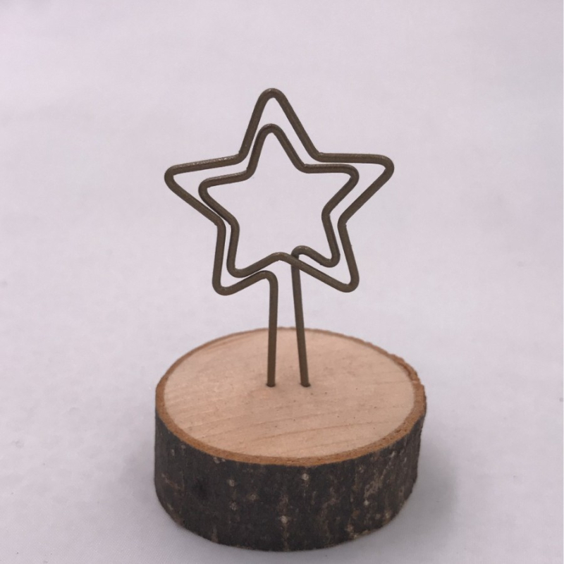 Clip foto rotund din lemn - Obiect decorativ de birou lucrat manual din lemn Schima superba