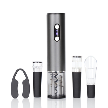 Електрически отварач за вино, напълно автоматичен, алуминиев корпус, PC/ABS части, въглеродна стомана със тефлоново покритие, 5-в-1 подаръчен комплект, печат на лого, възможност за персонализация