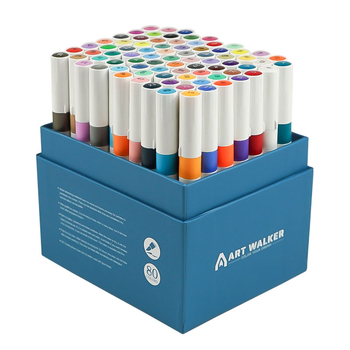 Set akrilnih markera s mekanim vrhom, velik kapacitet, poklon kutija, vodootporni i otporni na razmazivanje, 80 boja.