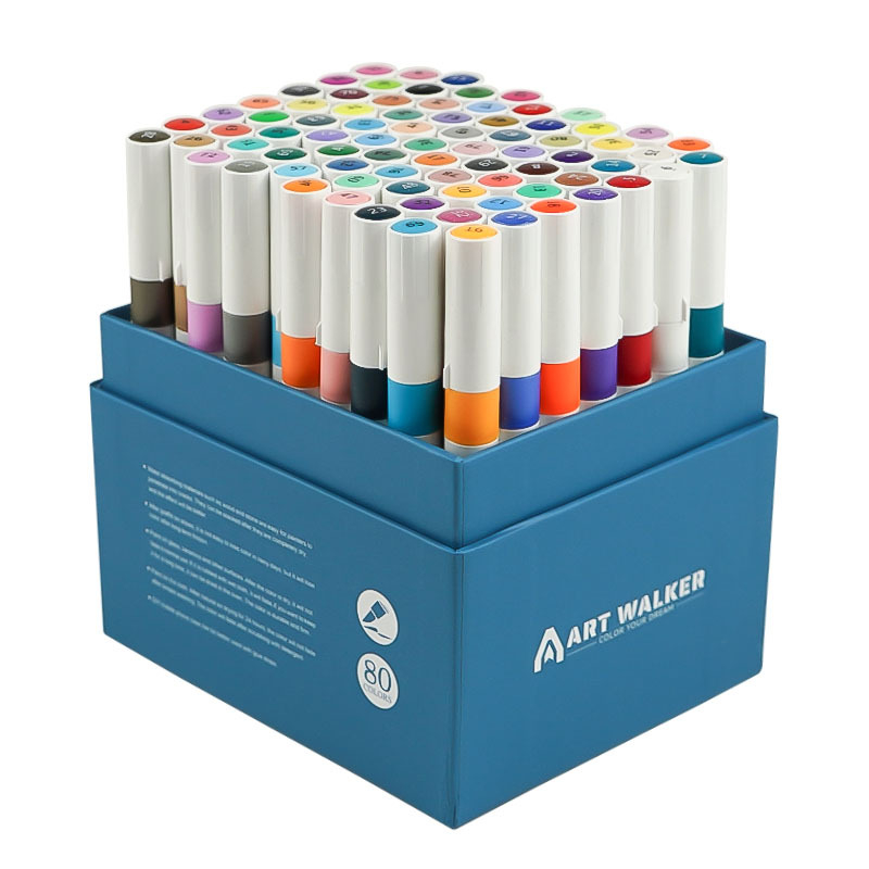 Set akrilnih markera s mekanim vrhom, velik kapacitet, poklon kutija, vodootporni i otporni na razmazivanje, 80 boja.