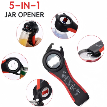 5-в-1 отворвач за бутилки, 4-в-1 отворвач за консерви, силиконова изолационна подложка, комплект от 3 части, преносим многофункционален дизайн