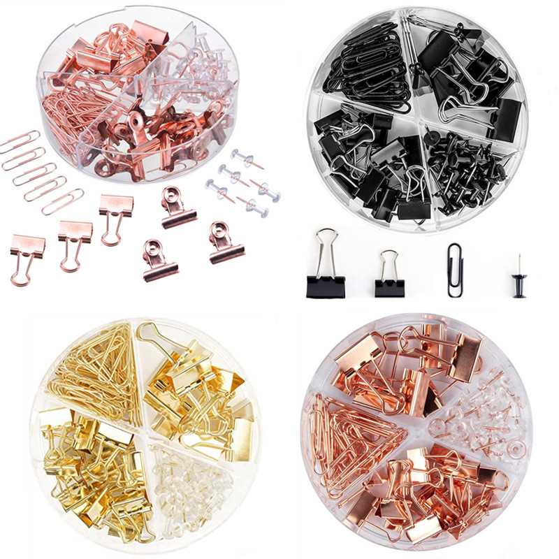 PINGURU Irodai Készlet — rozsdamentes acélból és nikkelezett acélból készült huzal alkatrészek, kevert modell, PS doboz négy rekesszel