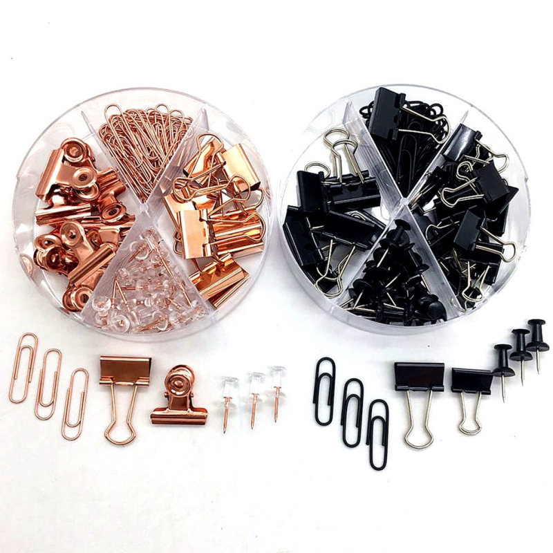 PINGURU Irodai Készlet — rozsdamentes acélból és nikkelezett acélból készült huzal alkatrészek, kevert modell, PS doboz négy rekesszel