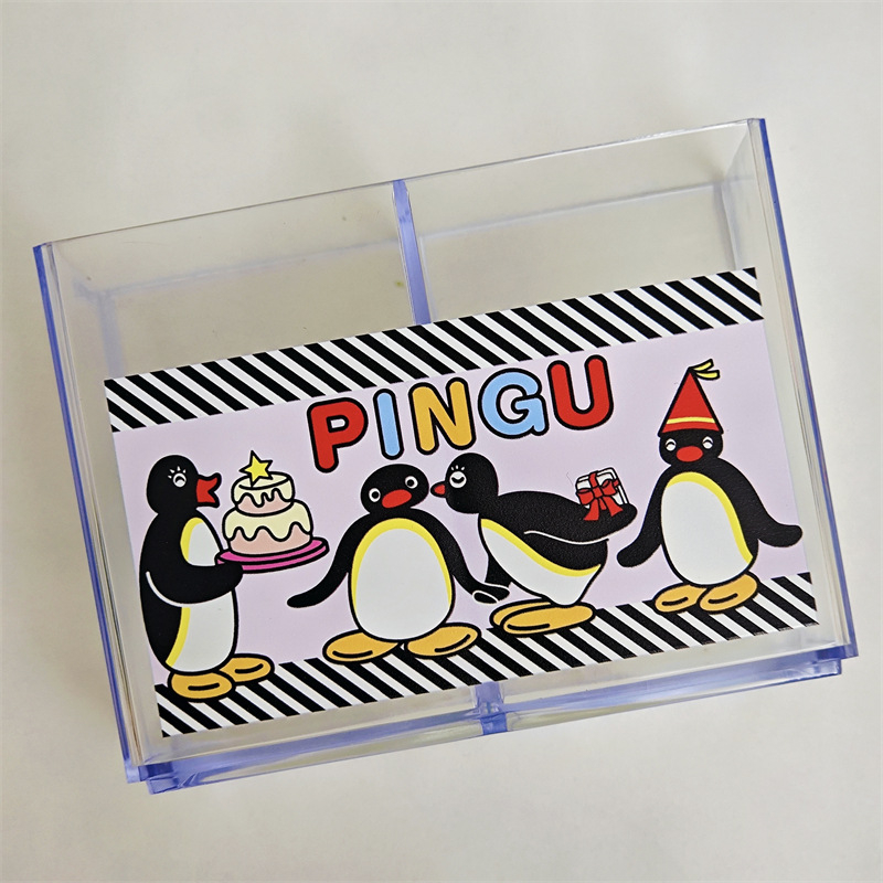 Pingvin desktop organizer s pregradama — PP plast, kapacitet 1 L, držač za šminku i ruževe