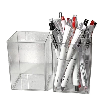 Suport pentru pixuri în stil Muji, rotund, transparent, pentru birou