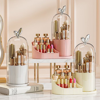 Cutie de depozitare pentru cosmetice cu suport rotativ pentru pixuri de birou și separatoare - capacitate 2 L, PET/PP/PS/ABS, model MYC107