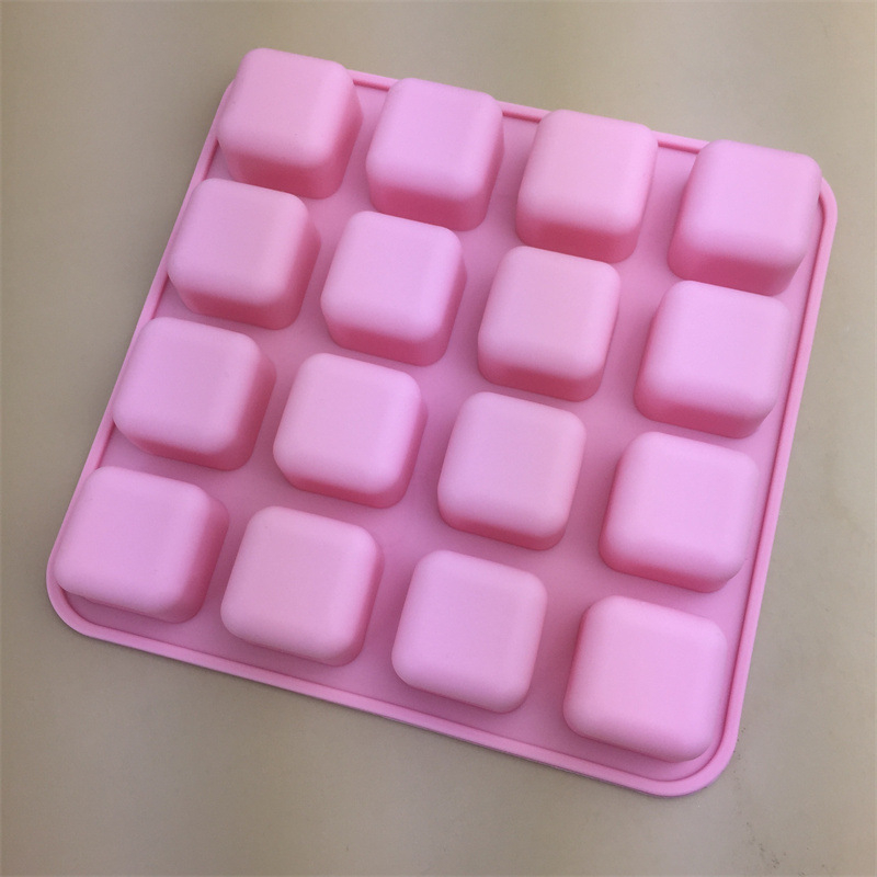 Formă din silicon pentru prăjituri, 16 cavități în grilă pătrată, formă neregulată, pentru coacere și cuburi de gheață