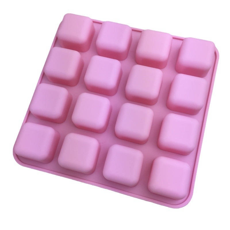 Formă din silicon pentru prăjituri, 16 cavități în grilă pătrată, formă neregulată, pentru coacere și cuburi de gheață