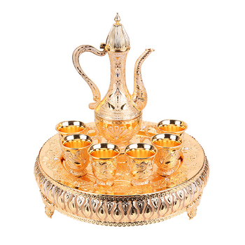 Set de accesorii pentru vin – Luxos, 8 piese, cu 6 pahare, 1 carafă și 1 farfurie – Stil Retro Lux