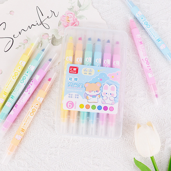 Dvostruki vrh izbrisivi marker za podcrtavanje, model 516, paket od 6 komada, plastično kućište, dvostruki vrhovi