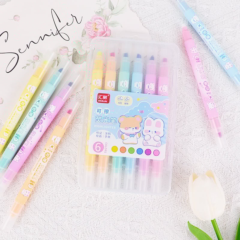 Dvostruki vrh izbrisivi marker za podcrtavanje, model 516, paket od 6 komada, plastično kućište, dvostruki vrhovi