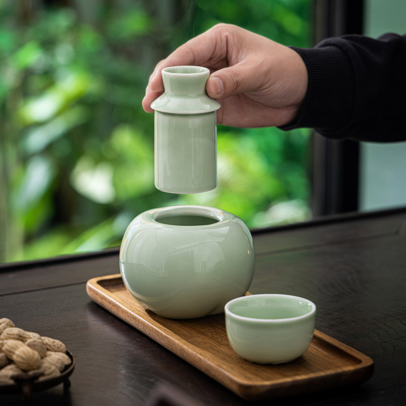 Kerámiás Sake Melegítő Otthoni Használatra – Porcelán, Ivó Készlet, Új Kínai Stílus, Peach White Márka