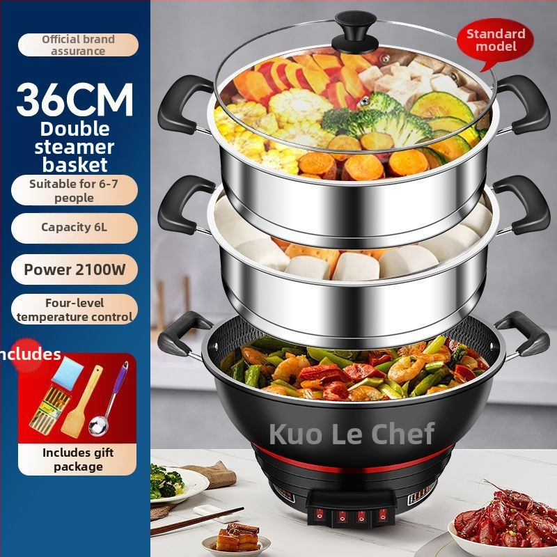 Ηλεκτρική κατσαρόλα με λειτουργία ατμού, 1500W+, χωρητικότητα 5L, μεταλλικό σώμα, εσωτερικός κάδος από κράμα