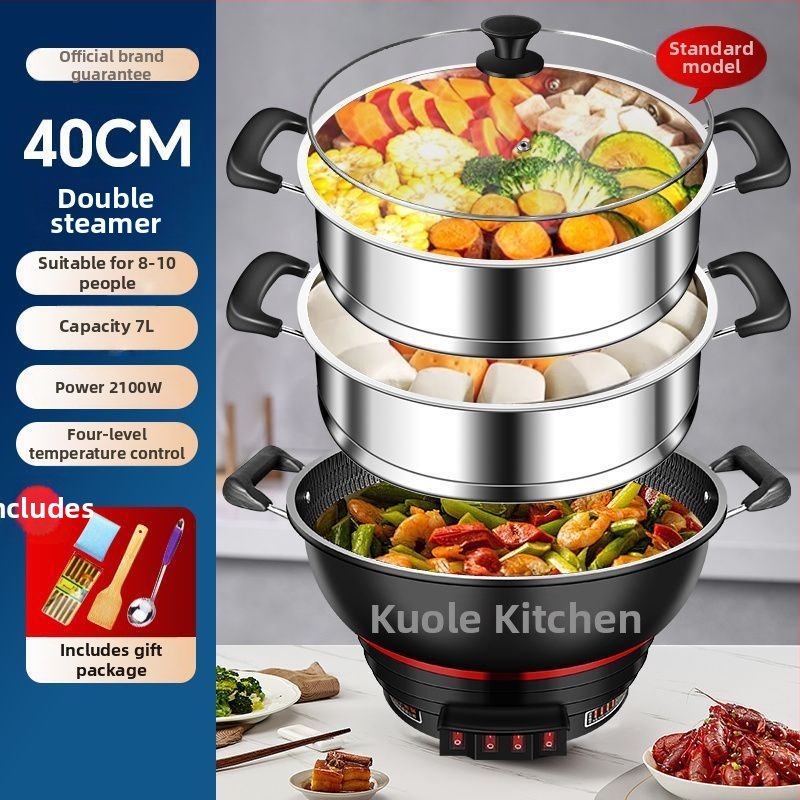 Ηλεκτρική κατσαρόλα με λειτουργία ατμού, 1500W+, χωρητικότητα 5L, μεταλλικό σώμα, εσωτερικός κάδος από κράμα