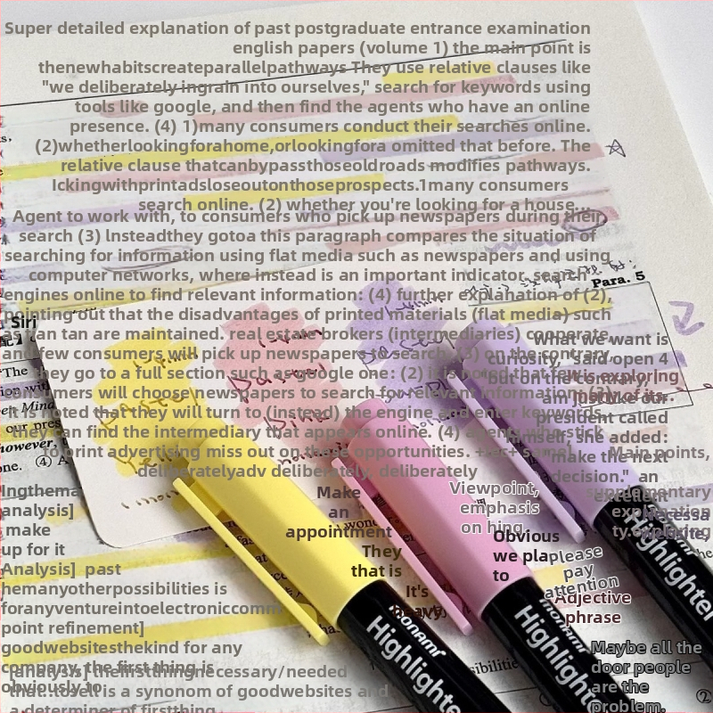 Marker za isticanje s nježnom zaštitom očiju, makaron stil, svijetle bilješke